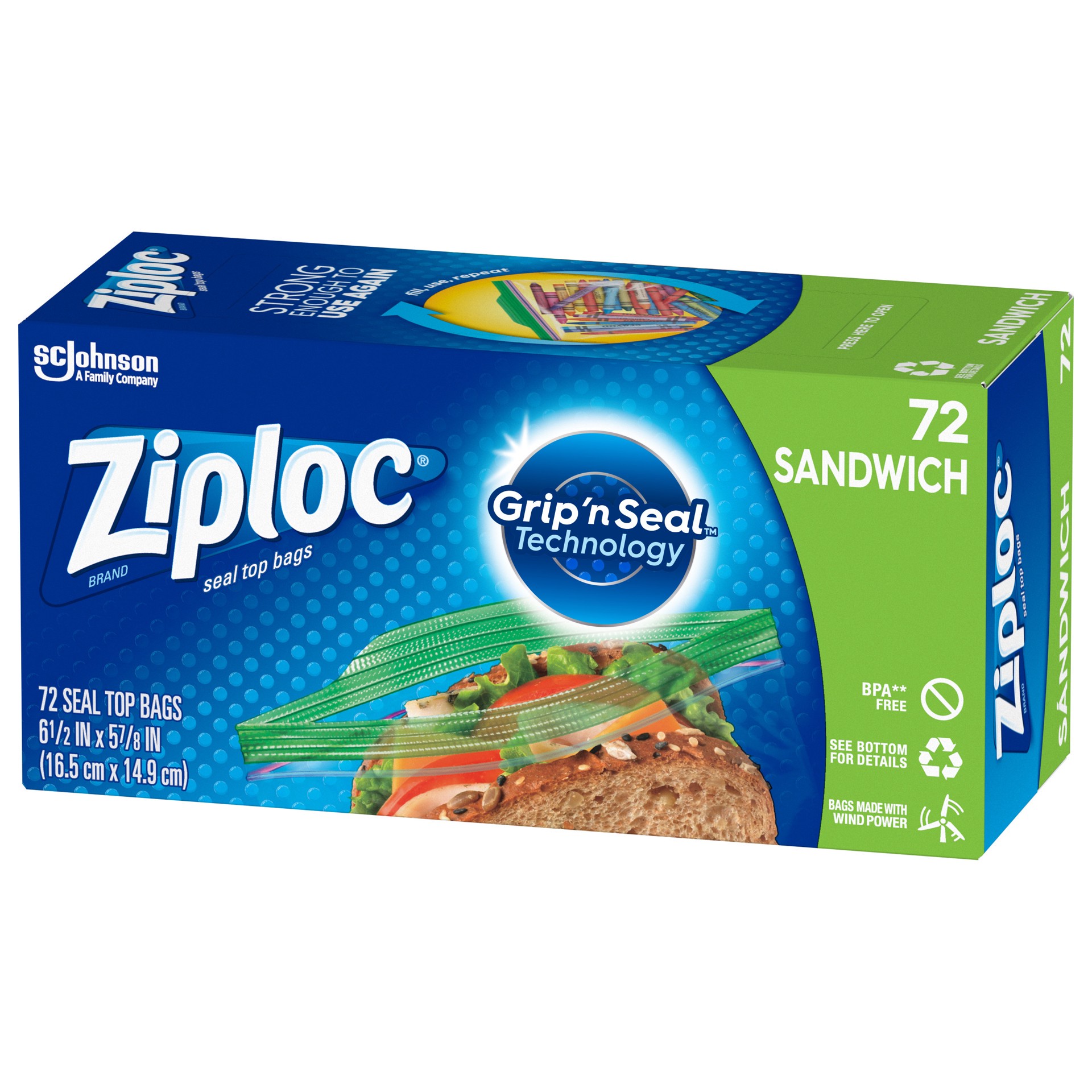 slide 4 of 4, Ziploc Sandwich Bags with EasyGuide™ 72 Count, 72 cnt