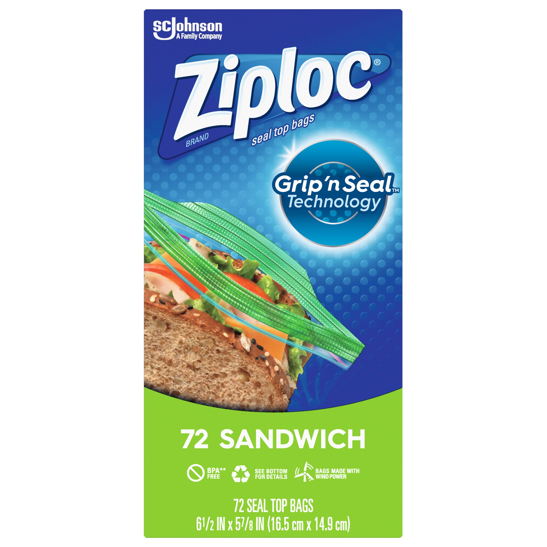 slide 2 of 4, Ziploc Sandwich Bags with EasyGuide™ 72 Count, 72 cnt