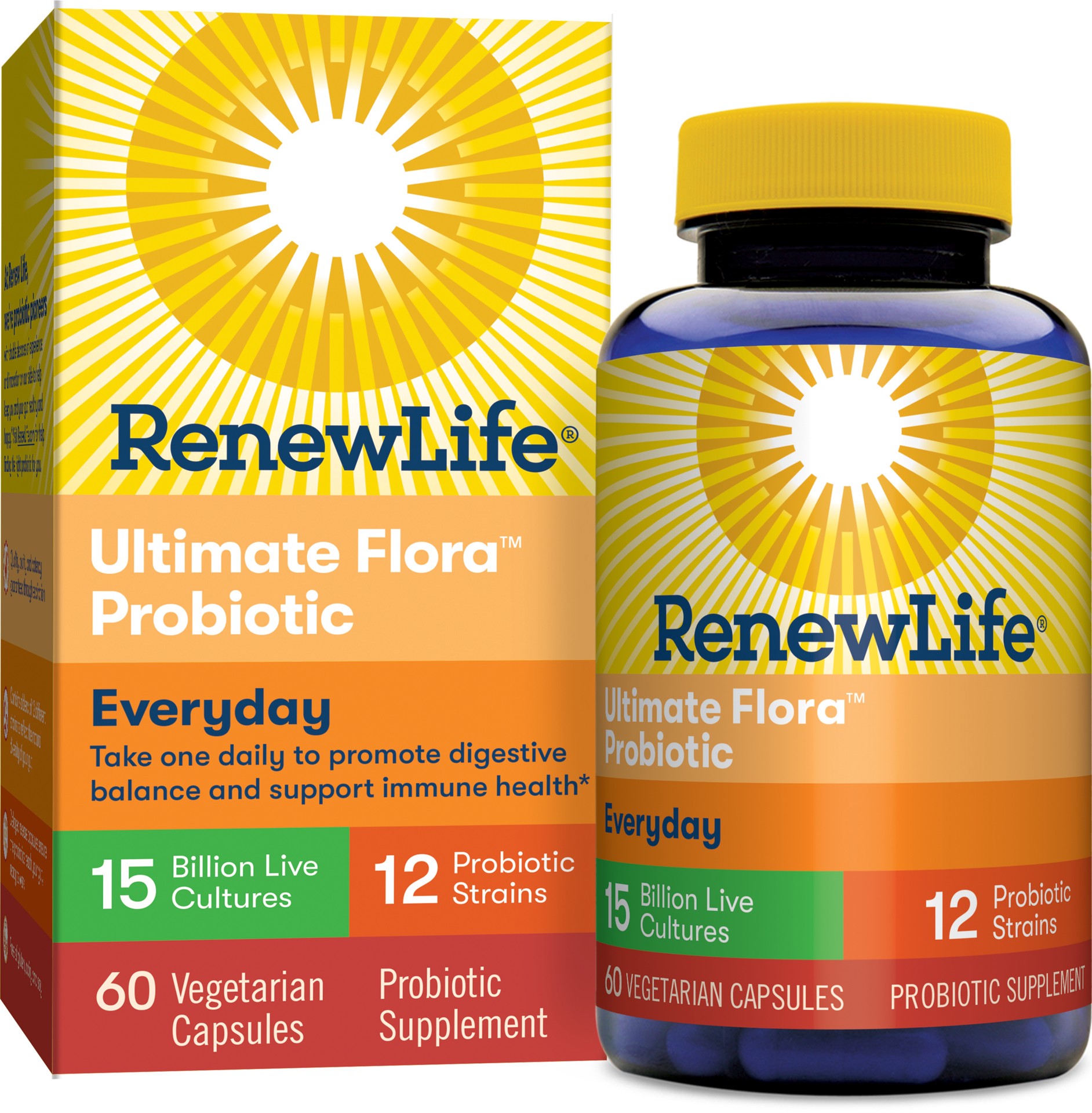 slide 1 of 1, Renew Life Adult Probiotic - Ultimate Flora™  Everyday Probiotic, Shelf Stable Probiotic Supplement - 15 Billion - 60 Vegetable Capsules, 60 ct