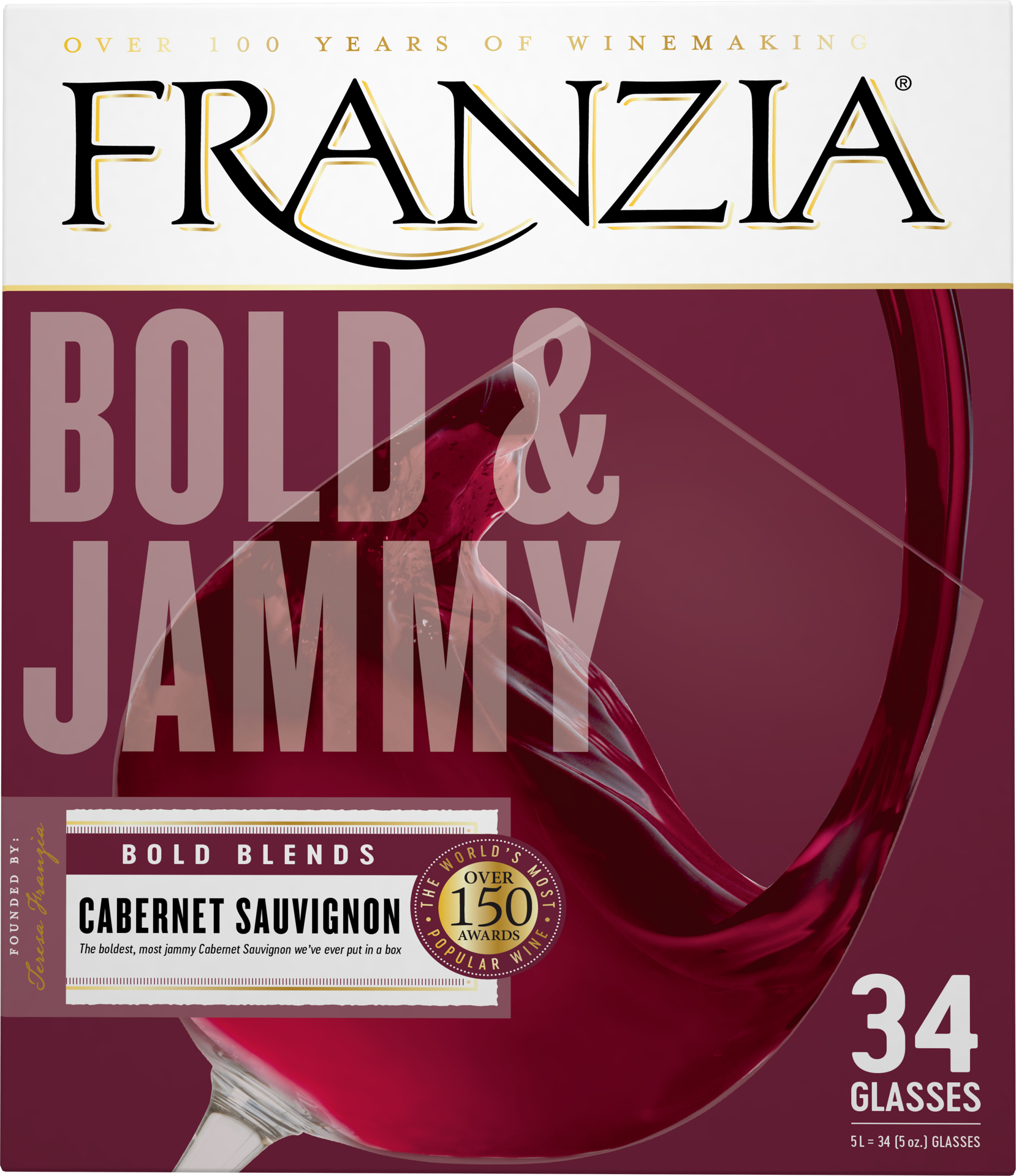 slide 4 of 4, Franzia Cabernet Sauvignon, Red Wine, Chile, 1 ct, 5L Box, 5 liter