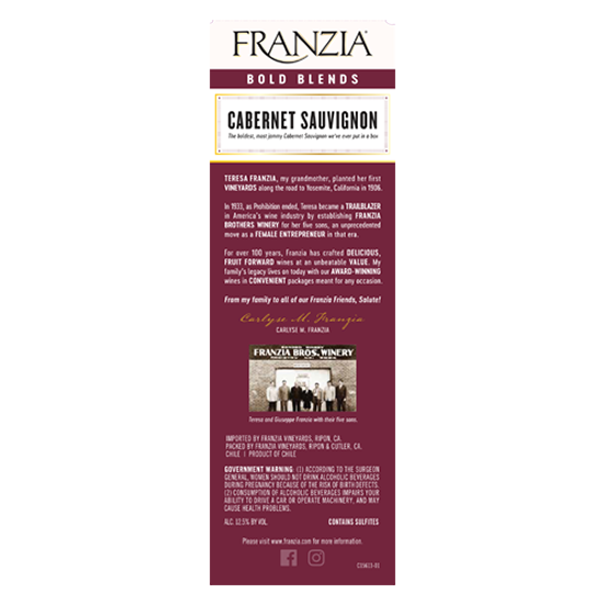 slide 3 of 4, Franzia Cabernet Sauvignon, Red Wine, Chile, 1 ct, 5L Box, 5 liter