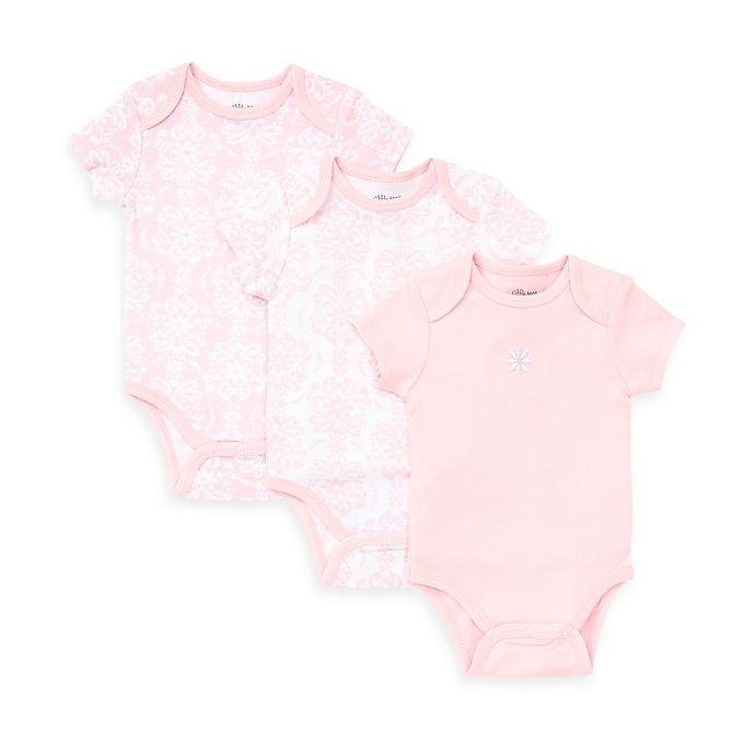 slide 1 of 1, Little Me Newborn Damask Scroll Bodysuit - Pink, 3 ct