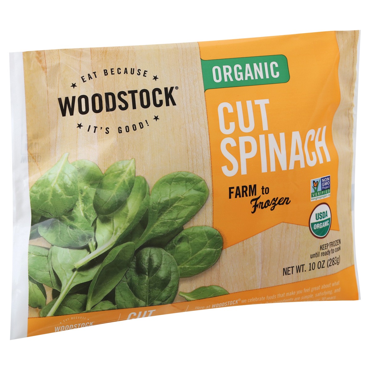 slide 2 of 14, Woodstock Cut Leaf Organic Spinach, 10 oz