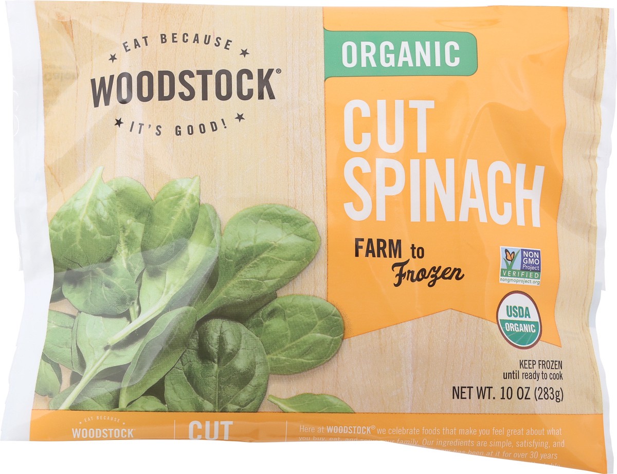 slide 1 of 14, Woodstock Organic Cut Spinach 10 oz, 10 oz