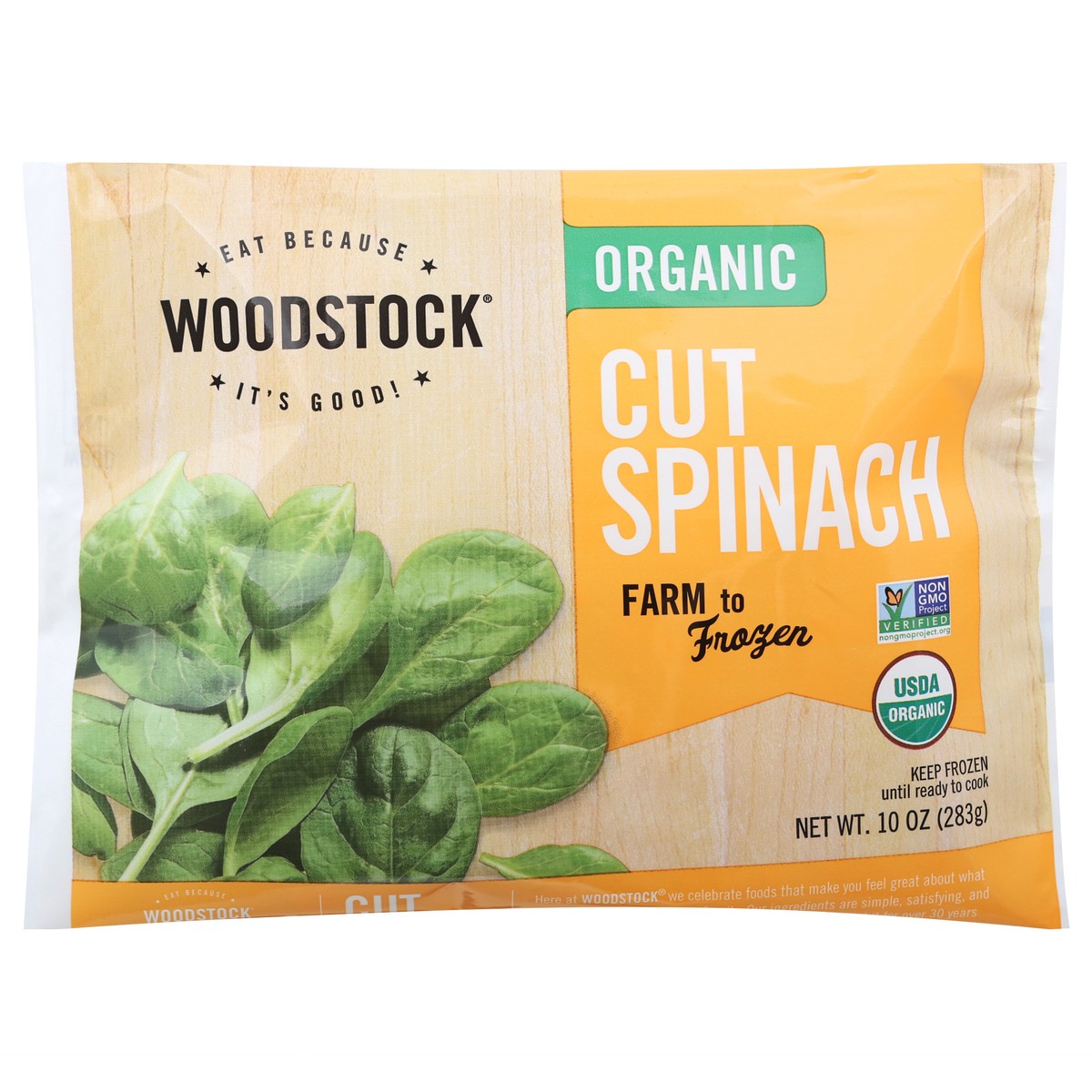slide 14 of 14, Woodstock Cut Leaf Organic Spinach, 10 oz
