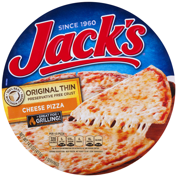 slide 1 of 6, Jack's Original Thin Crust Cheese Frozen Pizza, 13.8 oz