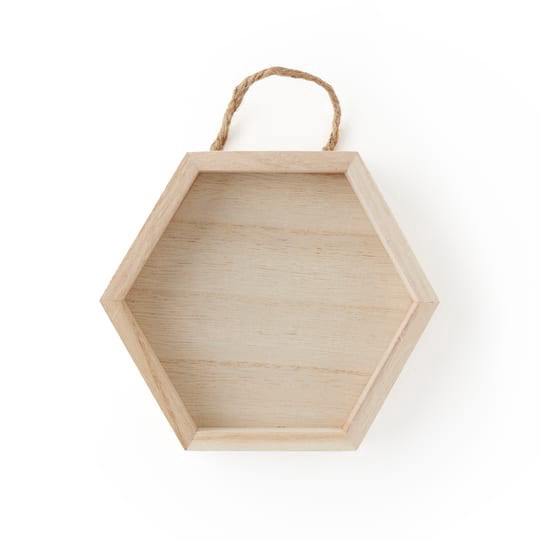 slide 1 of 3, Wooden Hexagon 6" X 5" Shadow Box By Make Market, 6 in x 5 in