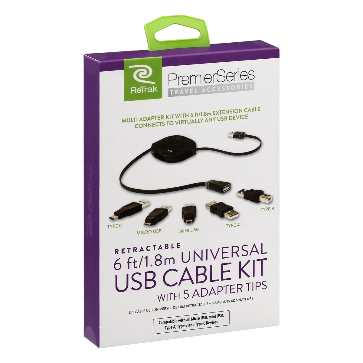 slide 4 of 9, Retrak Premier Series Travel Accessories Retractable Universal Usb Cable Kit, 1 ct