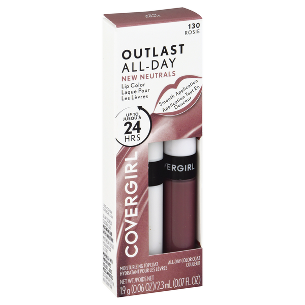 slide 1 of 1, Covergirl Outlast All Day Lip Color With Topcoat, Rosie 130, 0.07 fl oz