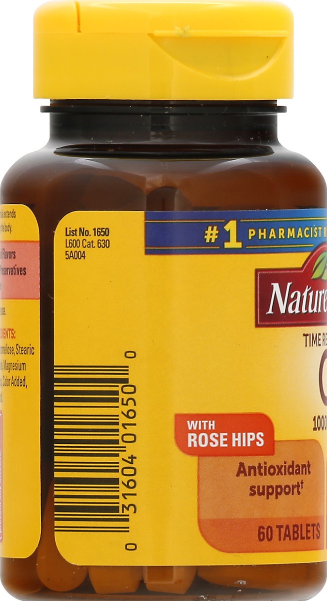 slide 4 of 12, Nature Made Vitamin C 1000 mg with Rose Hips, Dietary Supplement for Immune Support, 60 Time Release Tablets, 60 Day Supply, 60 ct