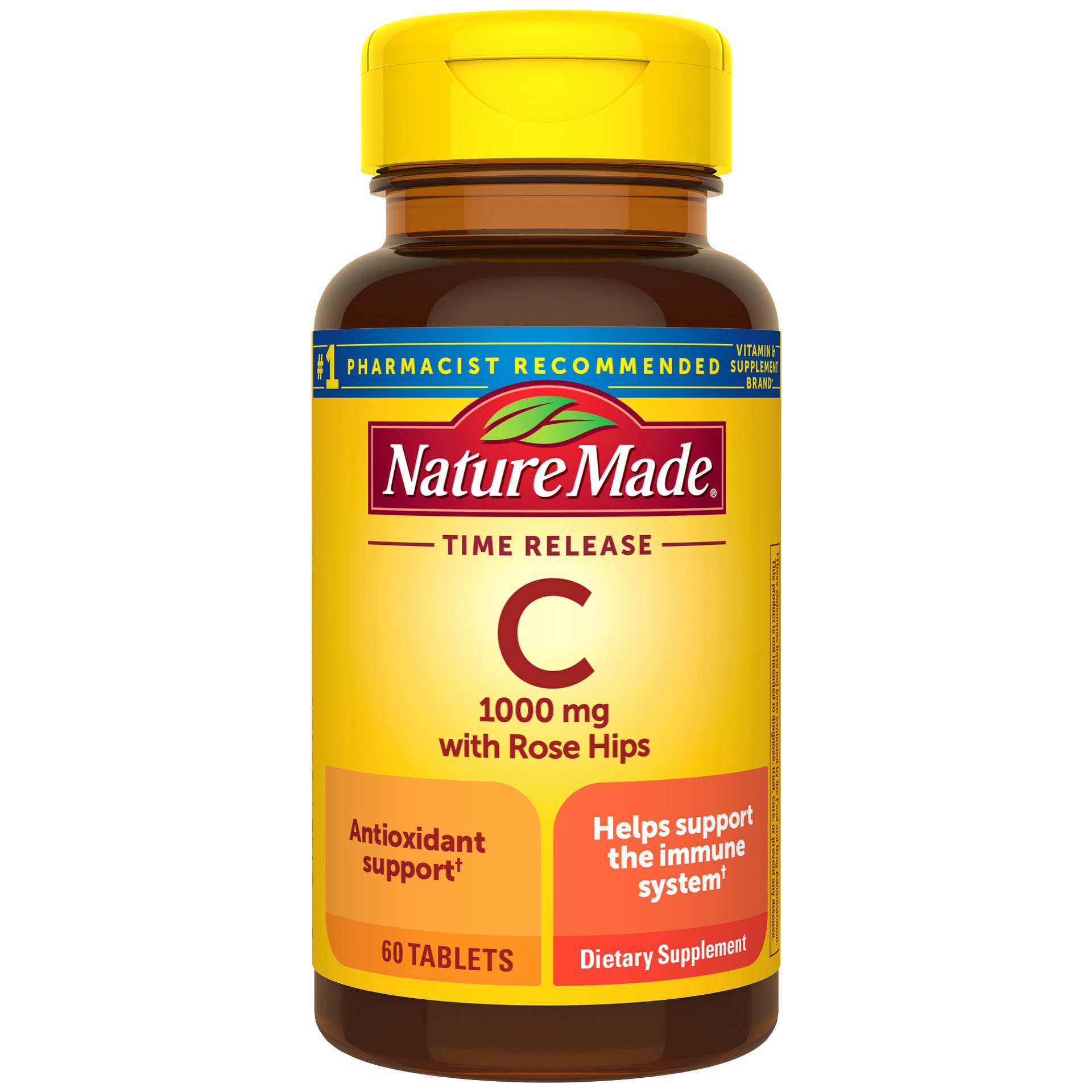 slide 1 of 12, Nature Made Vitamin C 1000 mg with Rose Hips, Dietary Supplement for Immune Support, 60 Time Release Tablets, 60 Day Supply, 60 ct