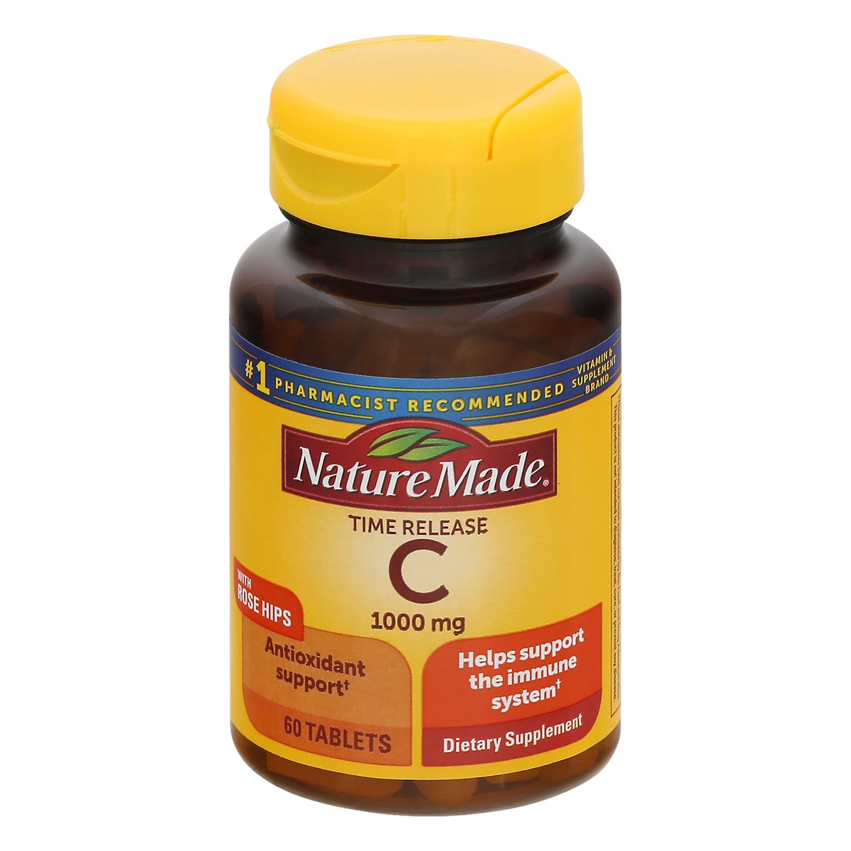 slide 8 of 12, Nature Made Vitamin C 1000 mg with Rose Hips, Dietary Supplement for Immune Support, 60 Time Release Tablets, 60 Day Supply, 60 ct