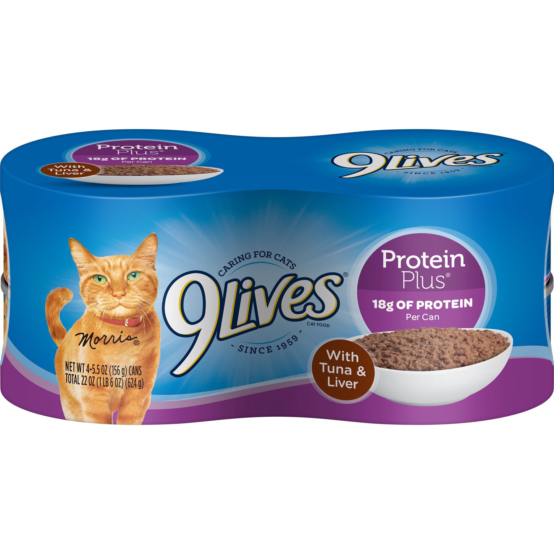 slide 1 of 3, 9Lives Protein Plus Wet Cat Food, With Tuna and Liver, 4 ct