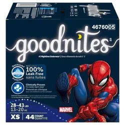 Goodnites Boys' Nighttime Bedwetting Underwear, Size Extra Small (28-43 lbs), 44 Ct