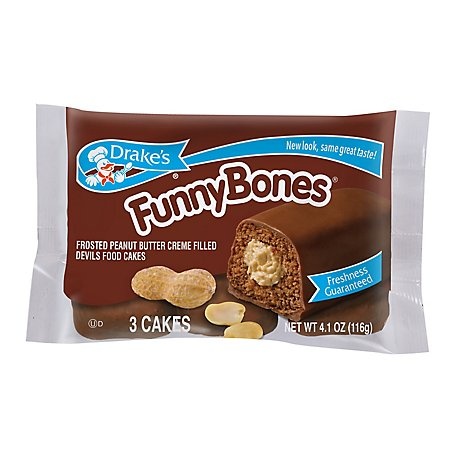 slide 1 of 1, Drake's Cakes, Drake's Snack FUNNY BONES  (wrap), 3 ct