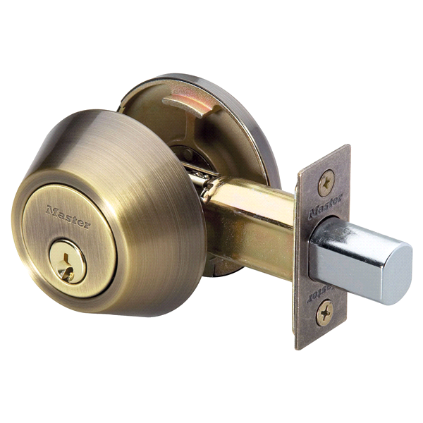 slide 1 of 1, Master Lock Antique Brass Single Cylinder Deadbolt DSO0605, 1 ct