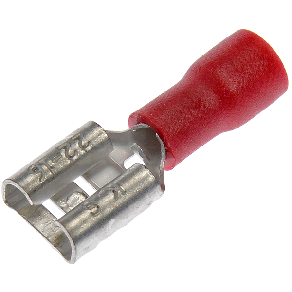 slide 1 of 1, 22-18 Gauge Female Disconnect, .250 In., Red, 1 ct