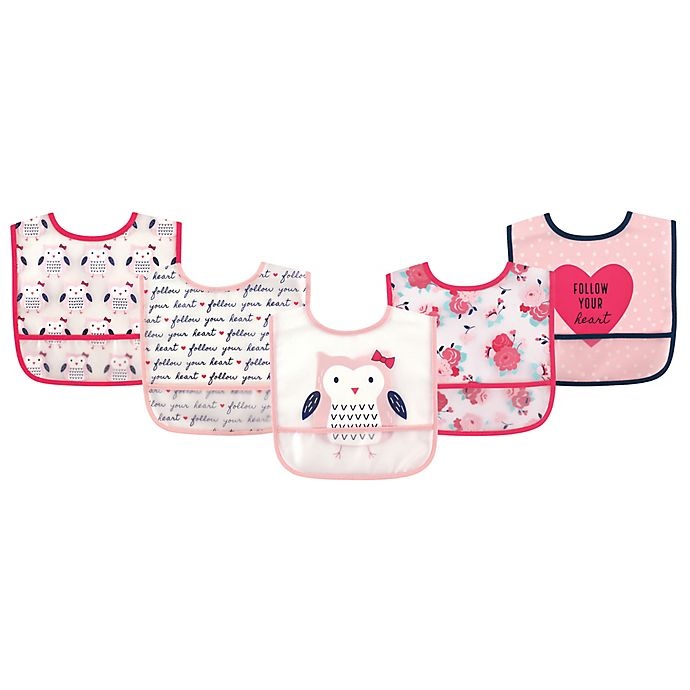 slide 1 of 1, Hudson Baby Waterproof Bibs - Pink, 5 ct