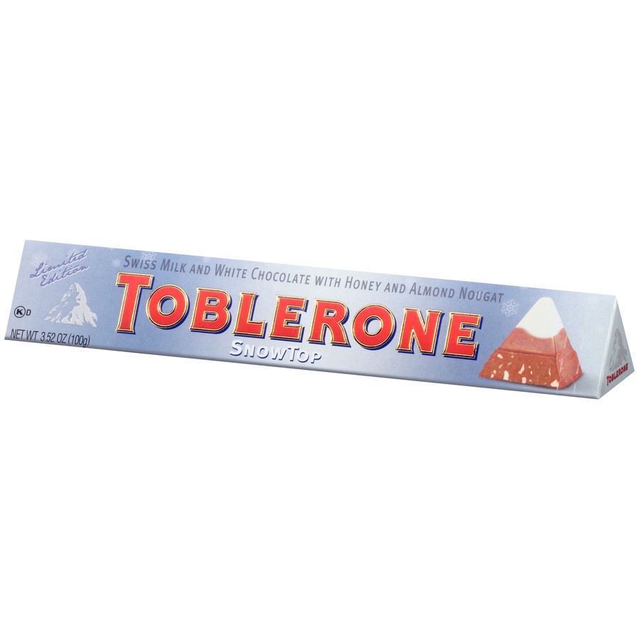 slide 2 of 8, Toblerone SnowTop Swiss Milk Chocolate & White Chocolate with Honey & Almond Nougat, 3.52 oz Bar, 0.01 lb