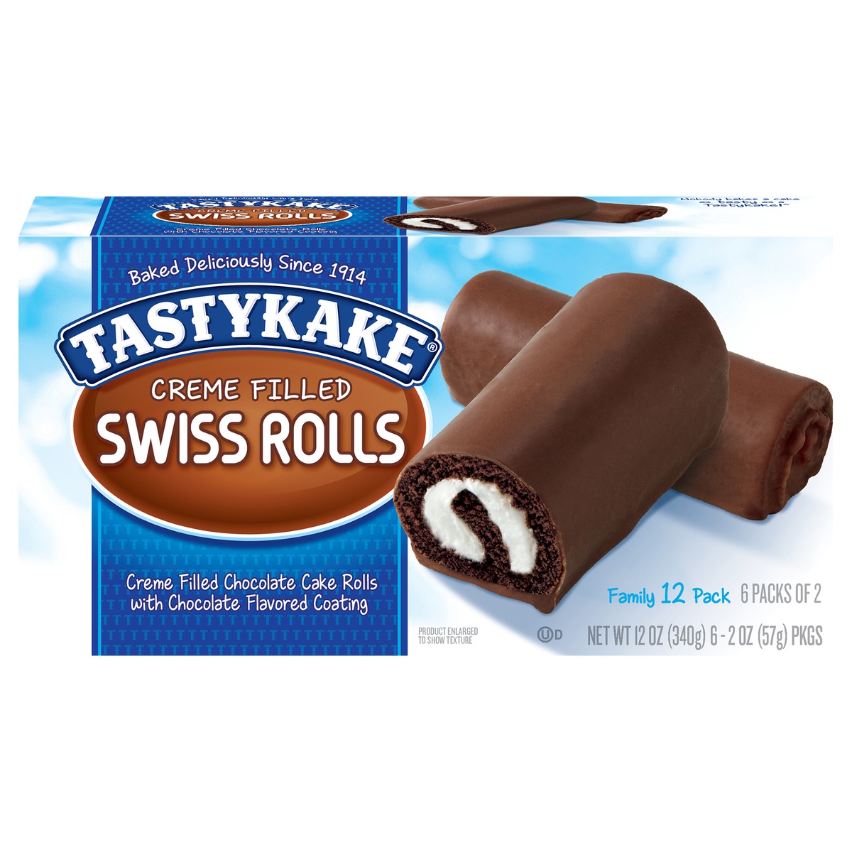 slide 1 of 1, Tastykake Creme Filled Swiss Rolls Family 12 Pack 12 Pack 6 ea, 12 oz