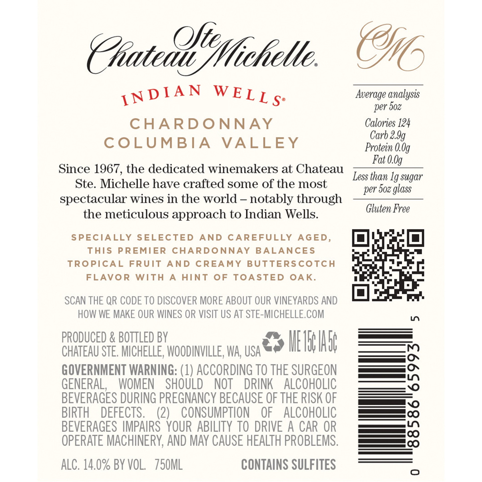 slide 6 of 9, Chateau Ste. Michelle Indian Wells Chardonnay, White Wine, 750 mL Bottle, 750 ml