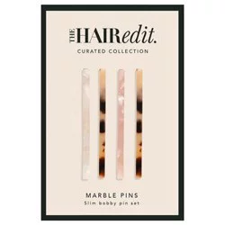 The Hair Edit Slim Bobby Pin Set, Marble, 4 ct