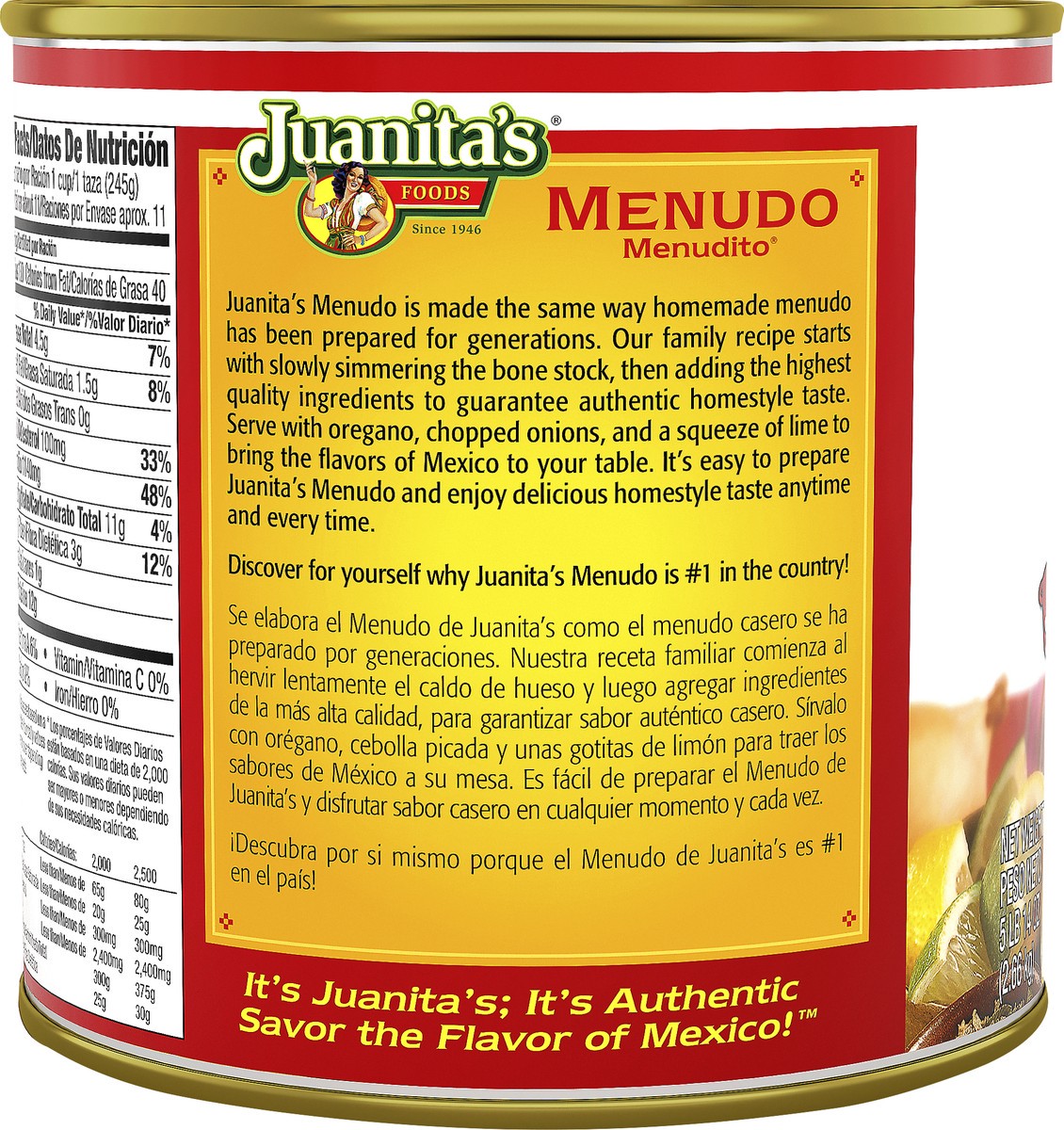 slide 2 of 4, Juanita's Original Menudo, Canned Menudo, 94 oz, 2.66 kg