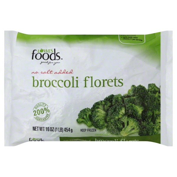 slide 1 of 1, Lowes Foods Broccoli Florets No Salt Added, 16 oz