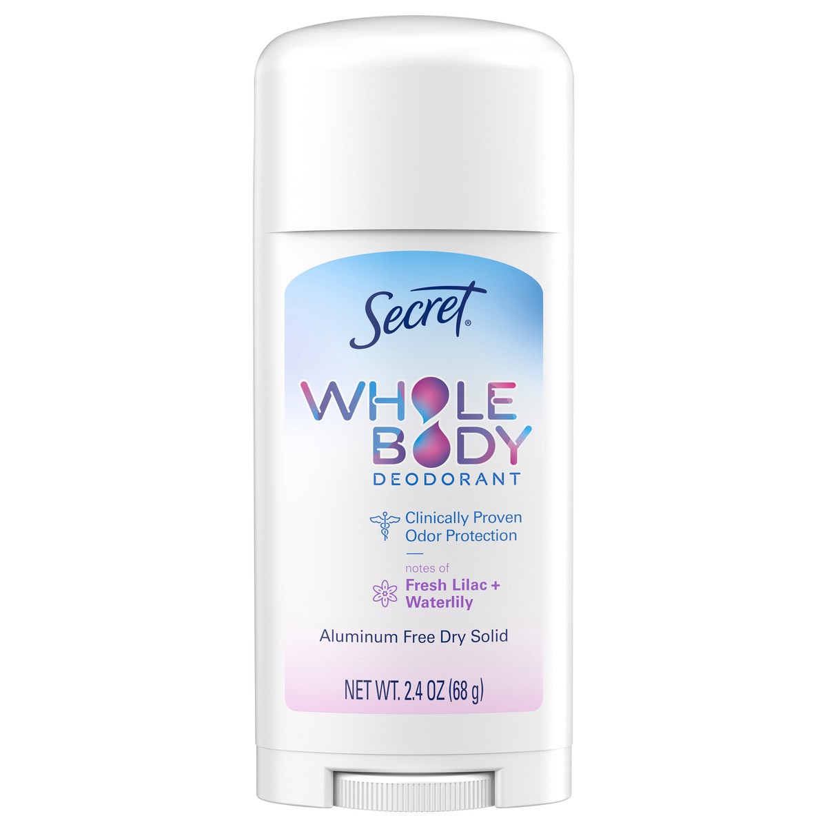 slide 7 of 7, Secret Whole Body Stick Aluminum Free Deodorant for Women with notes of Fresh Lilac Waterlily 2.4oz, 2.4 oz