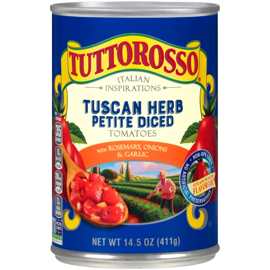 slide 1 of 7, Tuttorosso Tuscan Herb Petite Diced Tomatoes, 14.5 oz