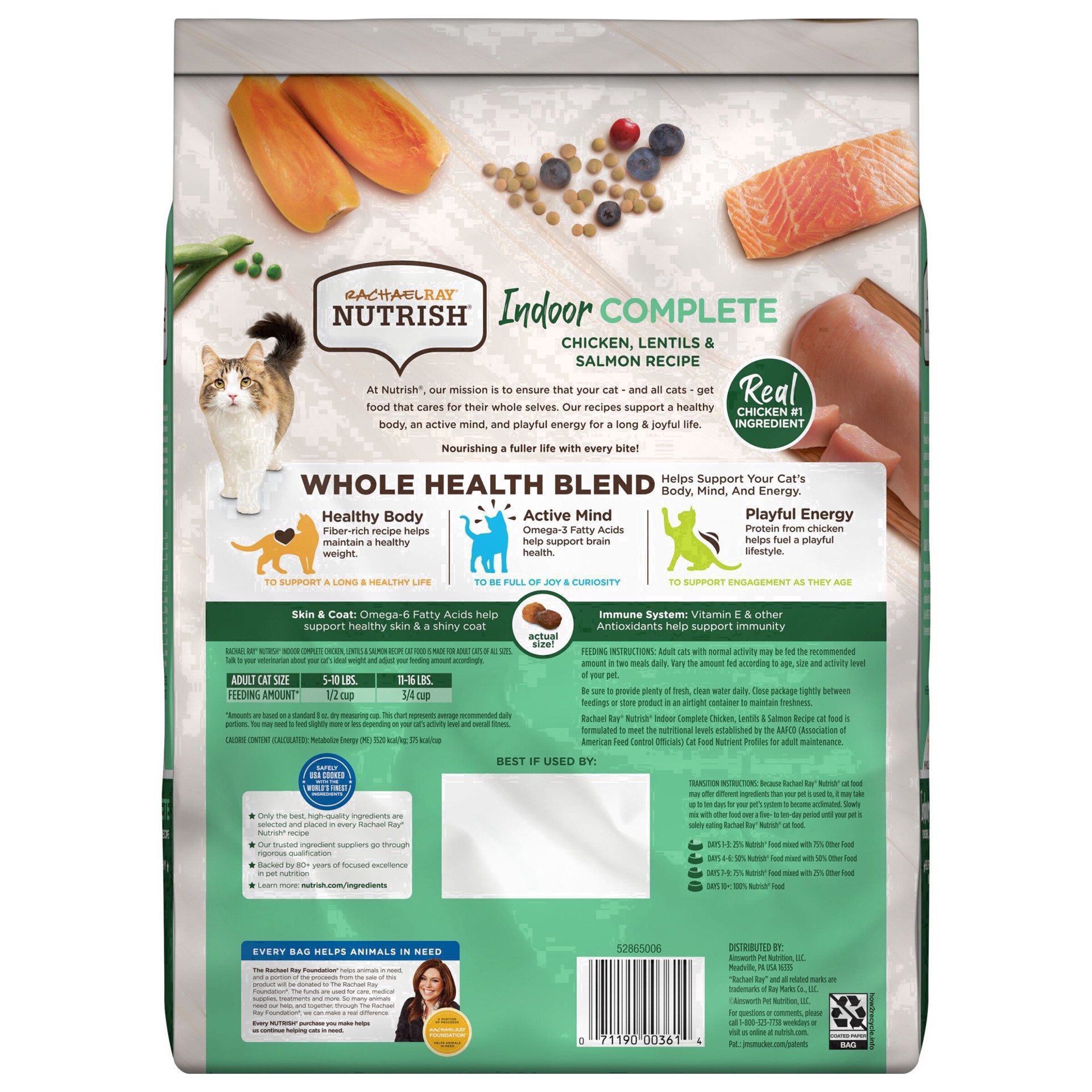 slide 47 of 92, Rachael Ray Nutrish Indoor Complete Chicken & Grain with Salmon Lentils Dry Cat Food - 6lbs, 6 lb