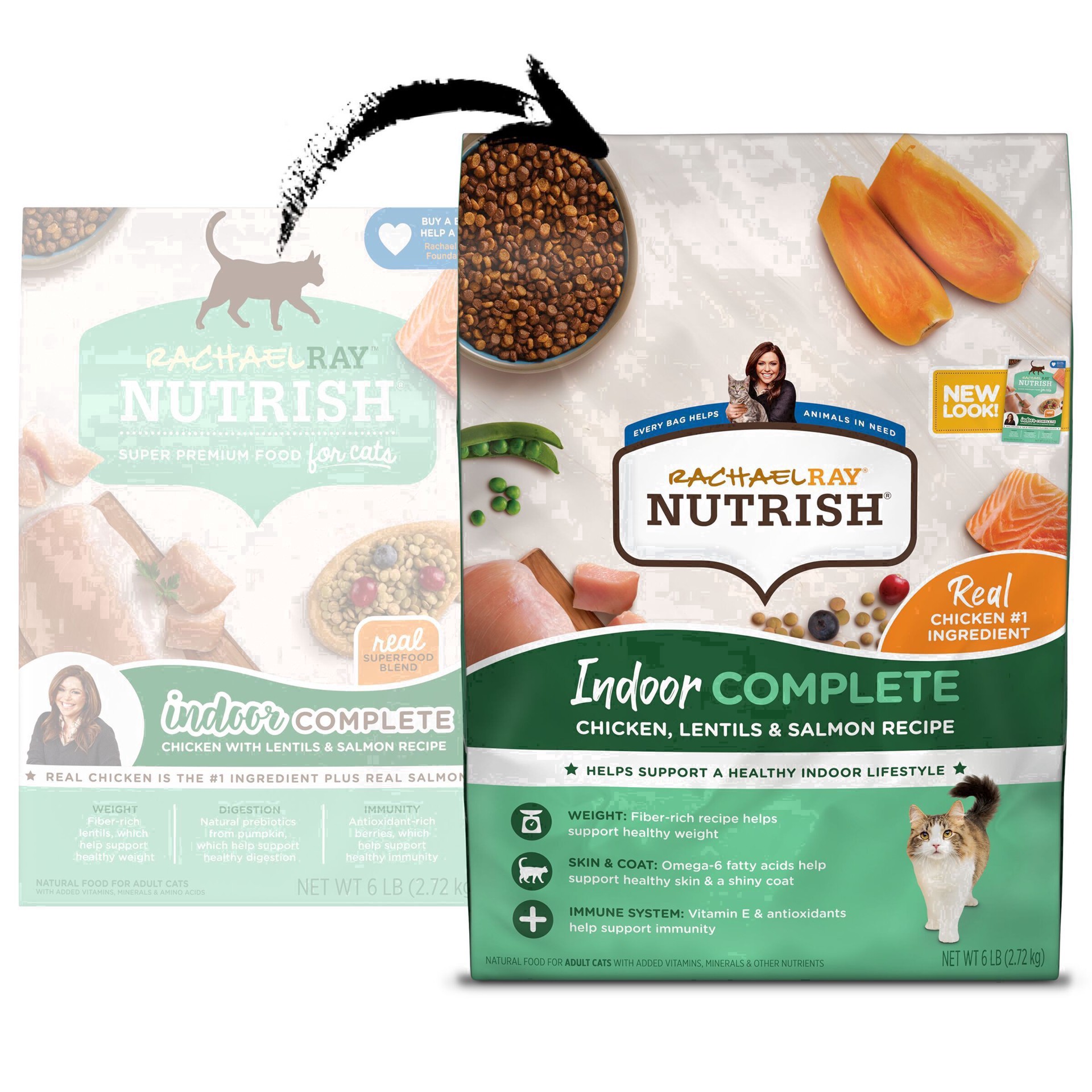 slide 35 of 92, Rachael Ray Nutrish Indoor Complete Chicken & Grain with Salmon Lentils Dry Cat Food - 6lbs, 6 lb