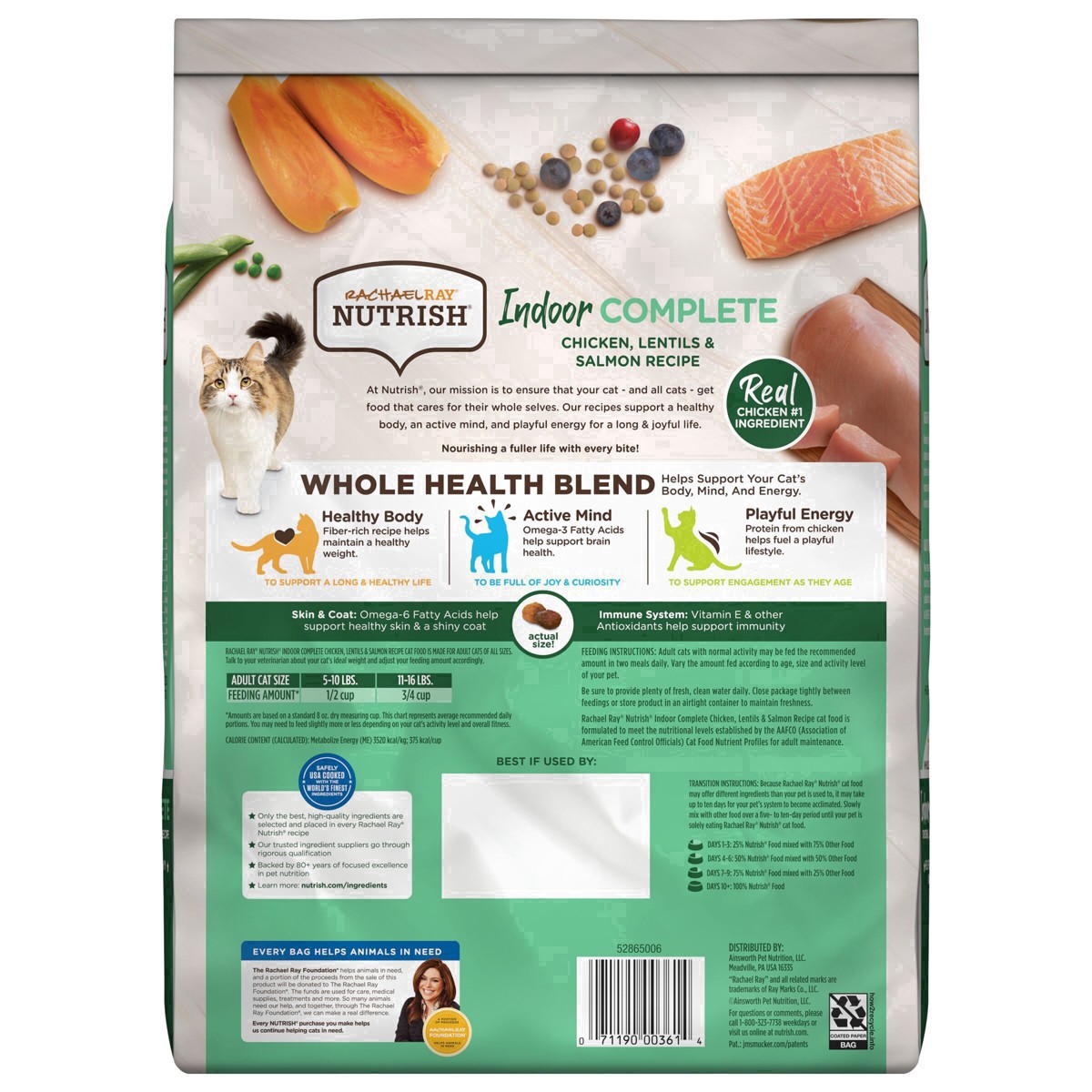 slide 67 of 92, Rachael Ray Nutrish Indoor Complete Chicken & Grain with Salmon Lentils Dry Cat Food - 6lbs, 6 lb