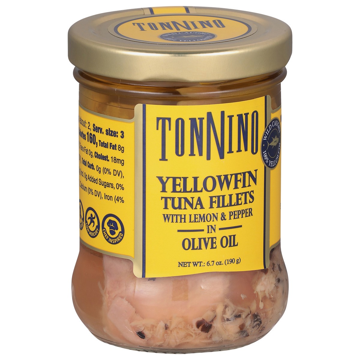 slide 7 of 9, Tonnino Yellowfin Tuna Fillets with Lemon & Pepper in Olive Oil 6.7 oz, 6 oz