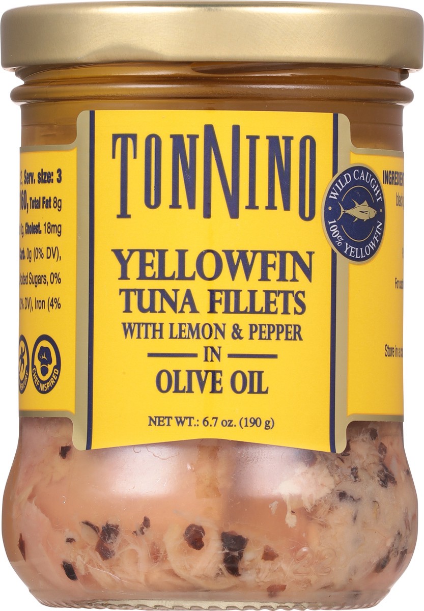 slide 6 of 9, Tonnino Yellowfin Tuna Fillets with Lemon & Pepper in Olive Oil 6.7 oz, 6 oz