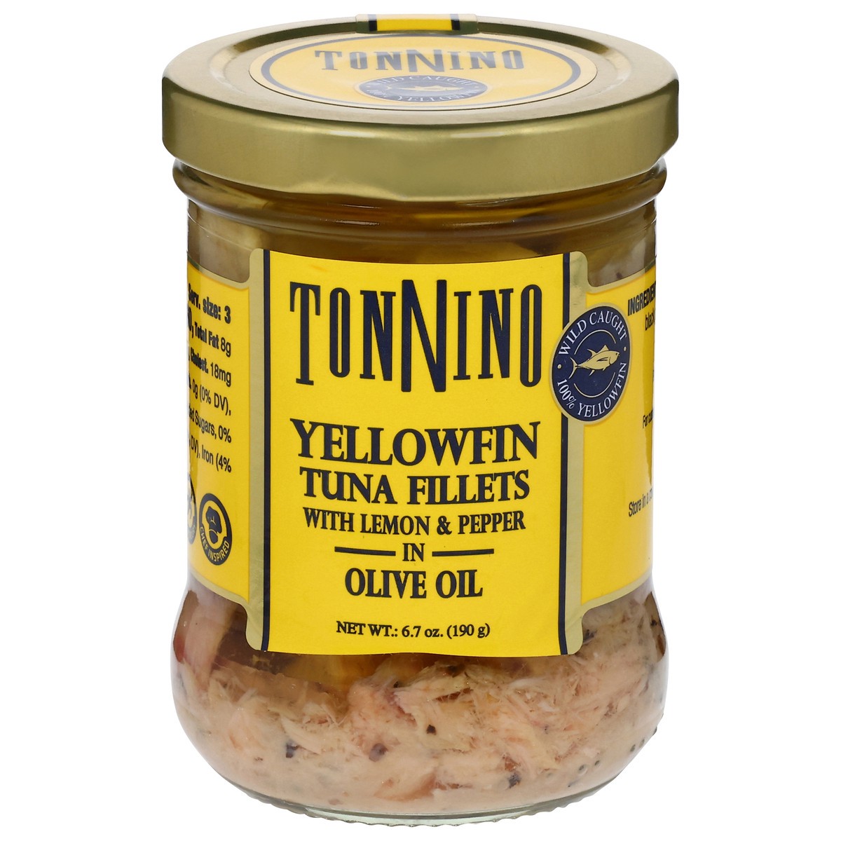 slide 1 of 9, Tonnino Yellowfin Tuna Fillets with Lemon & Pepper in Olive Oil 6.7 oz, 6 oz