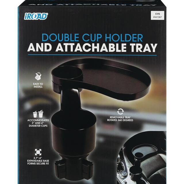 slide 1 of 1, IROAD Double Cup Holder With Tray, 1 ct