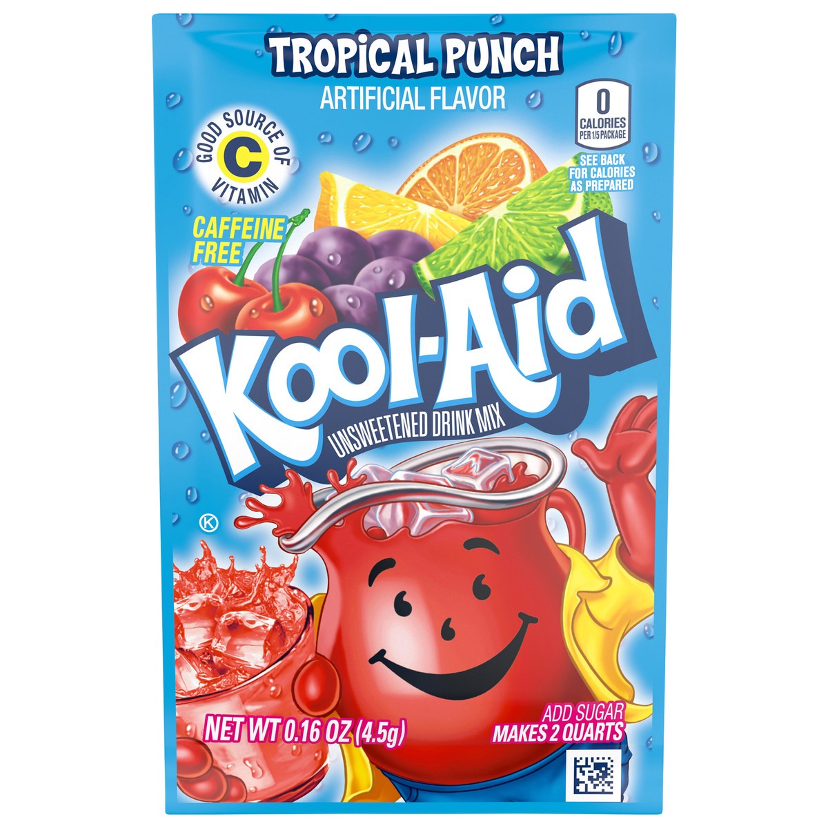 slide 1 of 5, Kool-Aid Unsweetened Tropical Punch Powdered Drink Mix, 0.16 oz. Packet, 0.16 oz