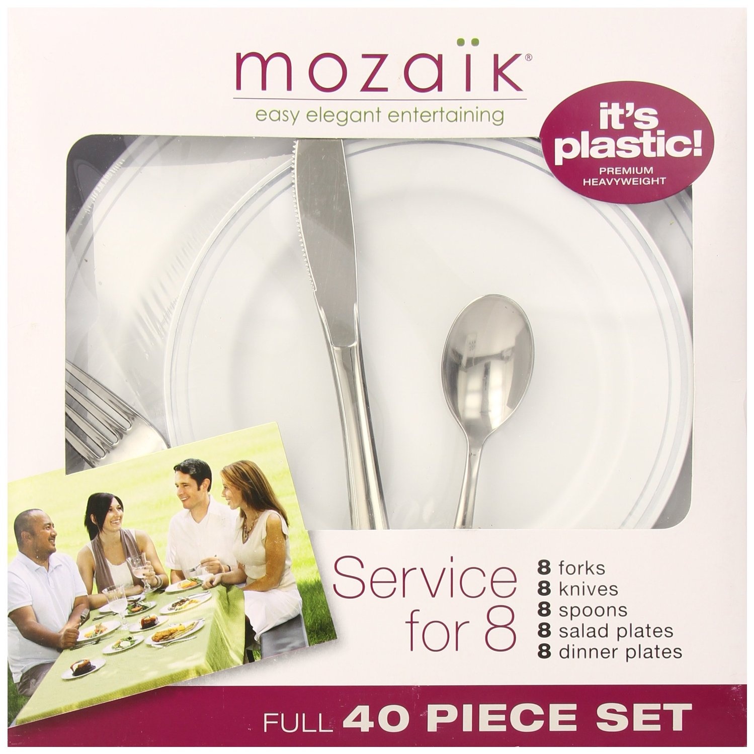 slide 1 of 1, Mozaik Plates and Cutlery Set 1 ea, 1 ct