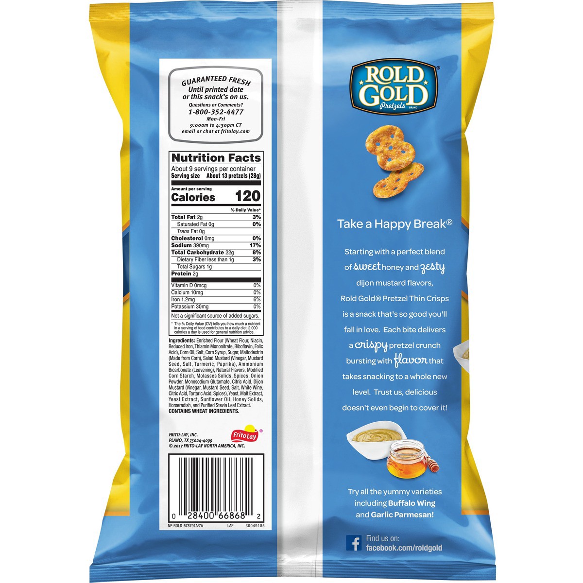 slide 6 of 9, Rold Gold Thin Crisps Pretzels Honey Dijon Flavored 8.75 Oz, 8.75 oz