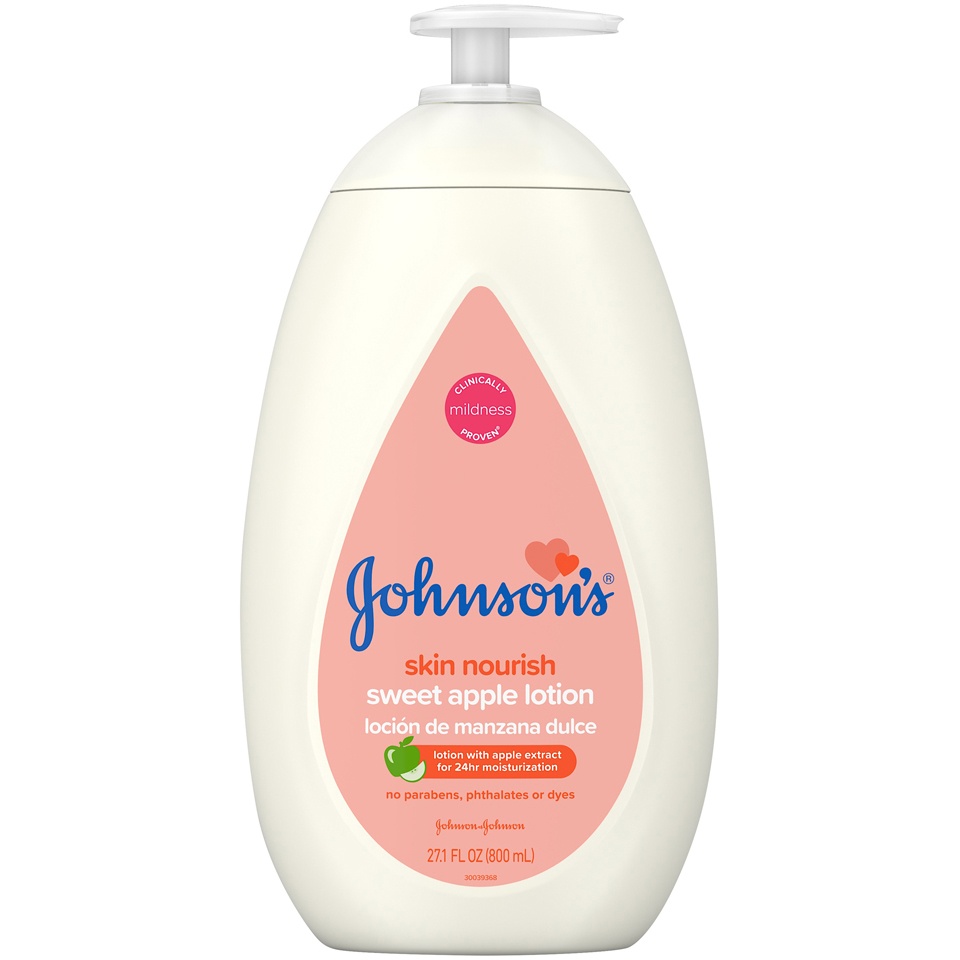 slide 1 of 1, Johnson's Skin Nourish Sweet Apple Lotion, 27.1 oz