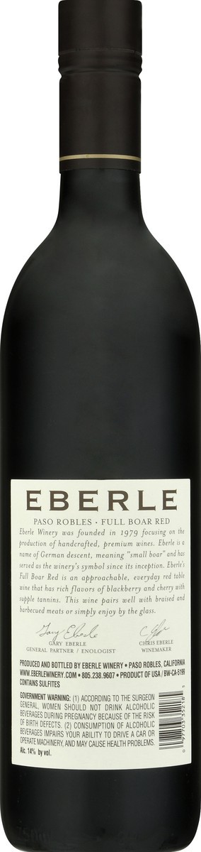 slide 7 of 9, Eberle Paso Robles Full Boar Red 750 ml, 750 ml