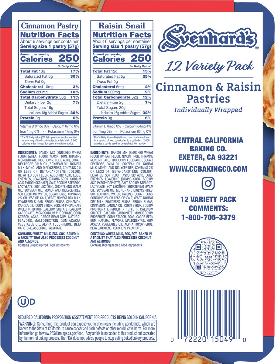 slide 2 of 3, Svenhard's Cinnamon & Raisin Pastry Variety Pack, 12 ct