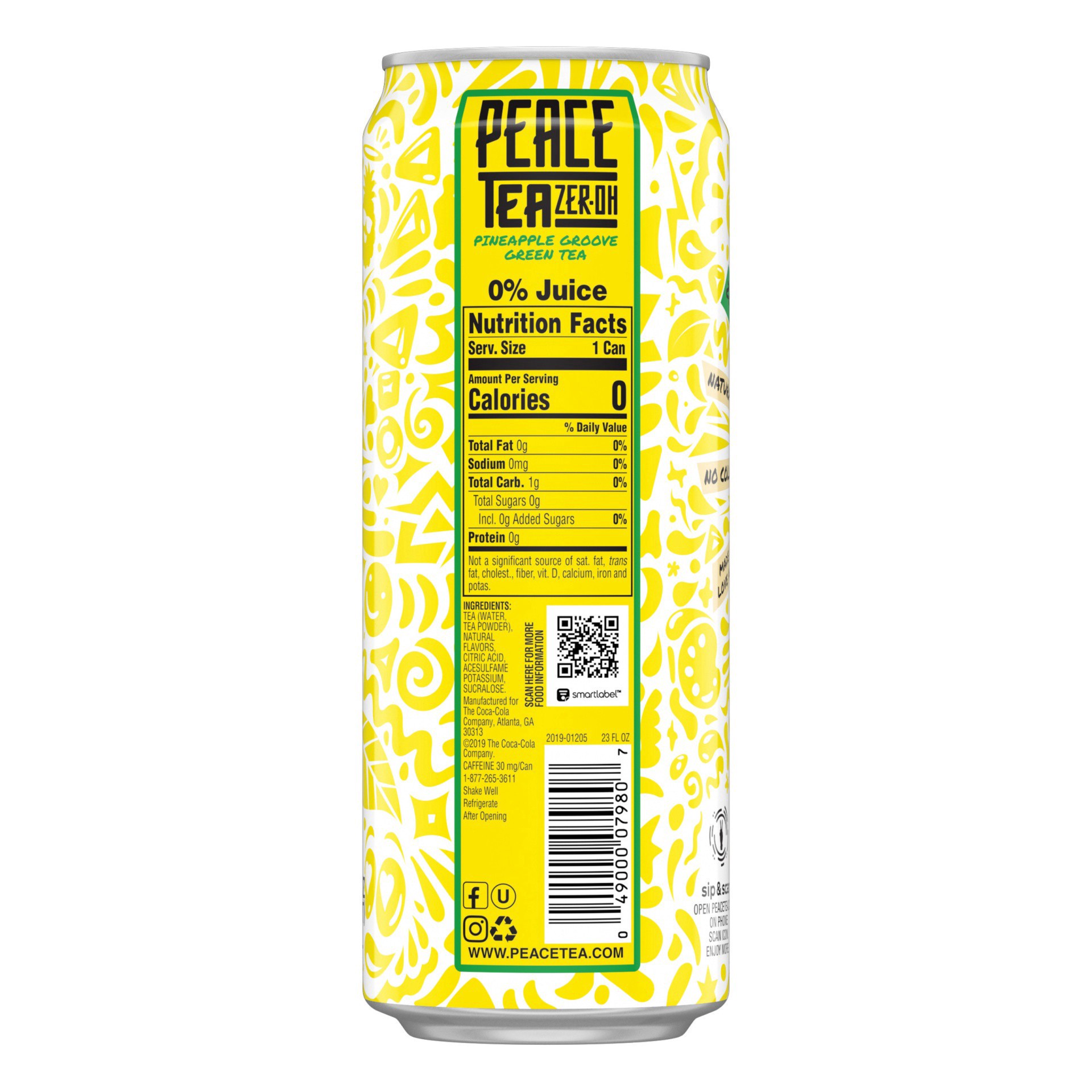 slide 10 of 12, Peace Tea Zer-Oh Sugar Pineapple Groove Tea 23 oz, 23 fl oz