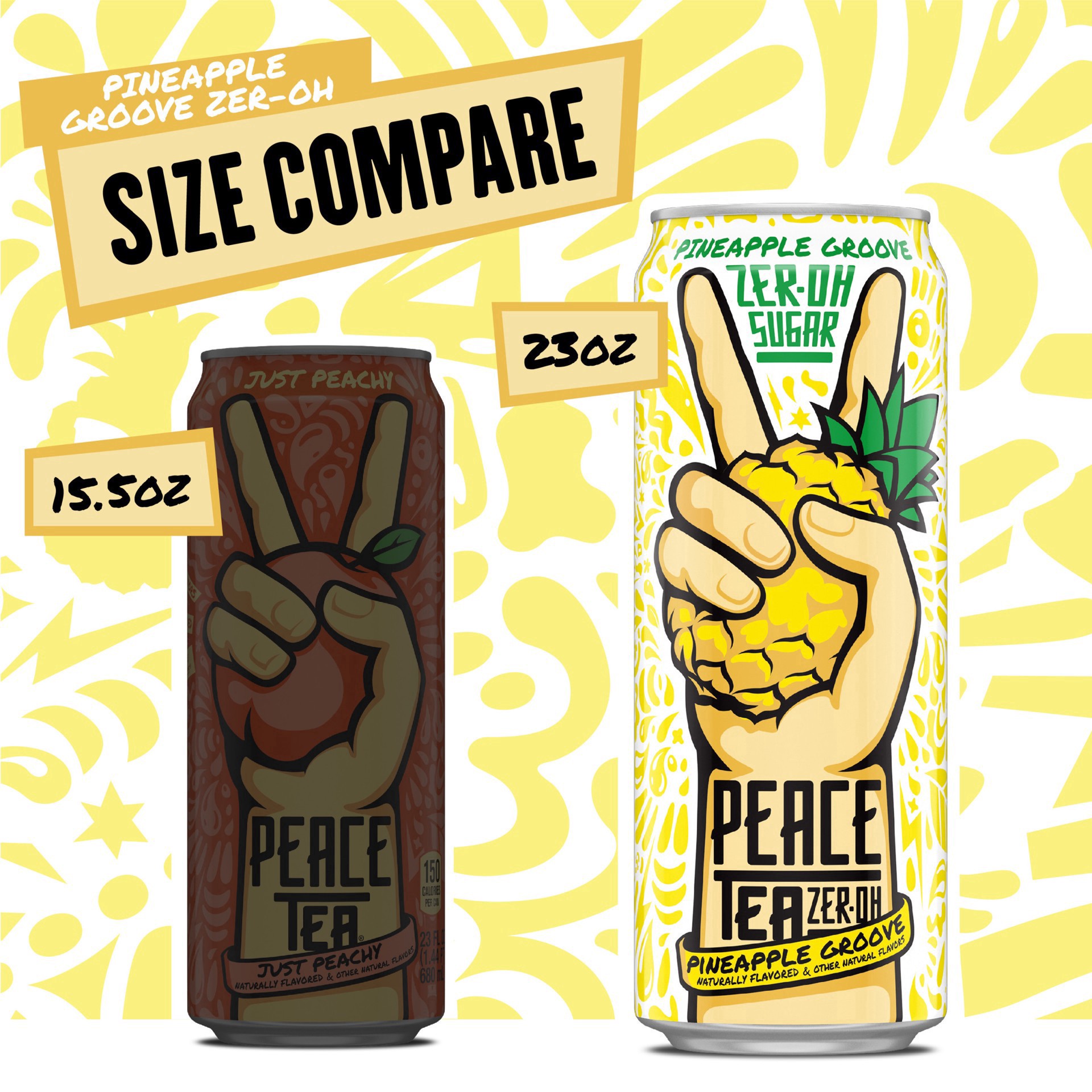 slide 7 of 12, Peace Tea Zer-Oh Sugar Pineapple Groove Tea 23 oz, 23 fl oz