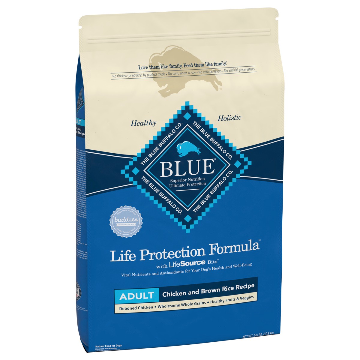 slide 4 of 8, Blue Buffalo Adult Dog Food Chicken & Brown Rice, 24 lb