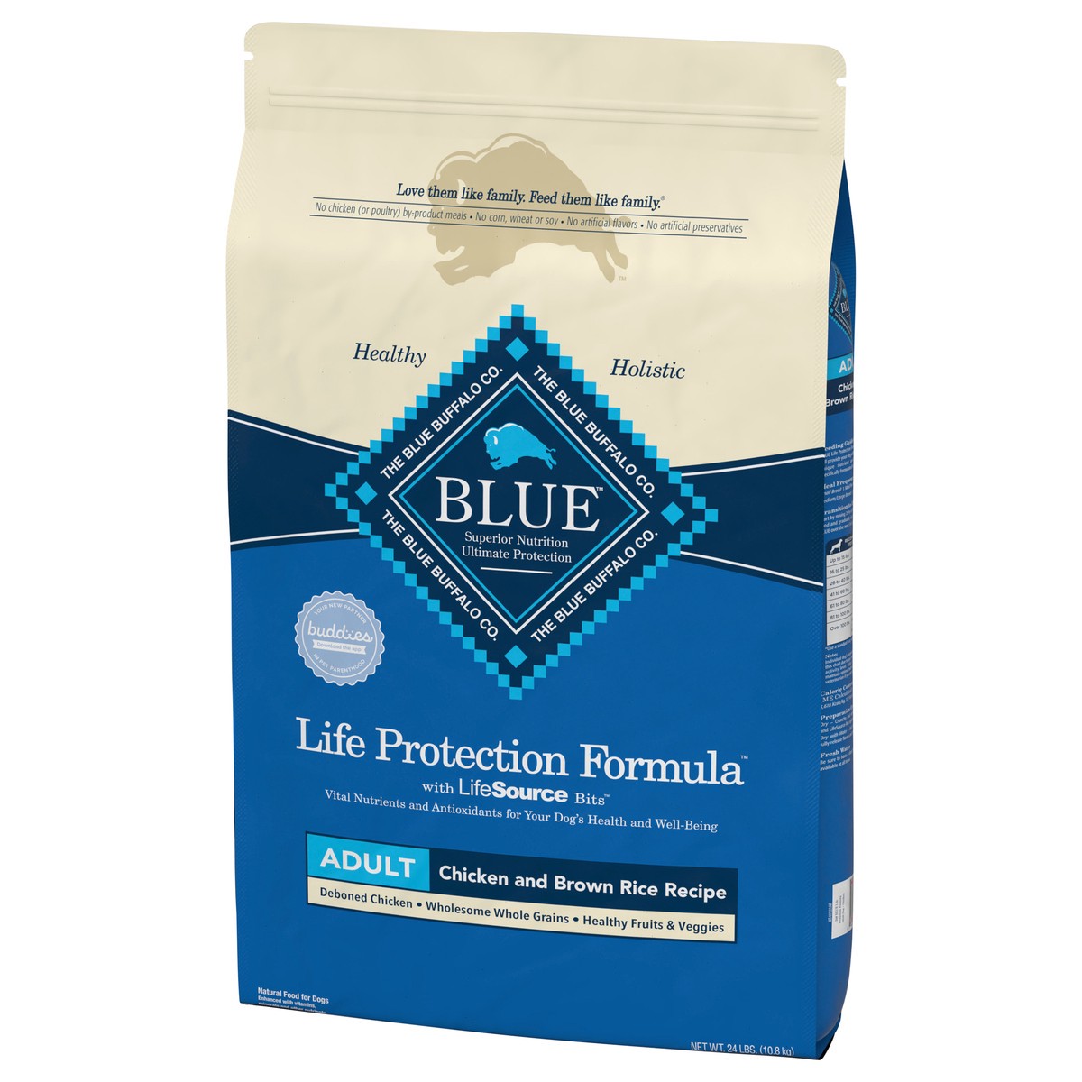 slide 2 of 8, Blue Buffalo Adult Dog Food Chicken & Brown Rice, 24 lb