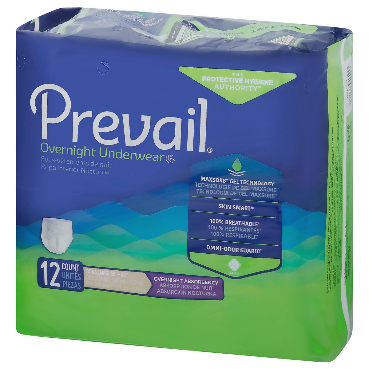slide 10 of 13, Prevail Extra Large Overnight Absorbency Underwear XL 12 ea, 12 ct