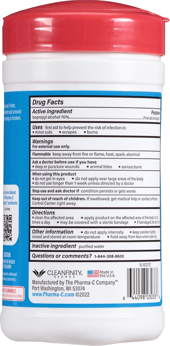 slide 6 of 10, Pharma-C-Wipes Isopropyl Alcohol Wipes 40 ea, 40 ct