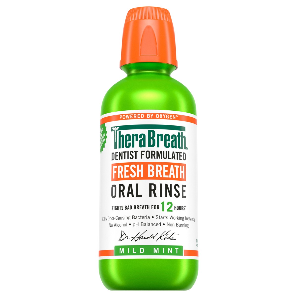 slide 1 of 2, TheraBreath Fresh Breath Mouthwash, Mild Mint, Alcohol-Free, 16 fl oz, 16 fl oz